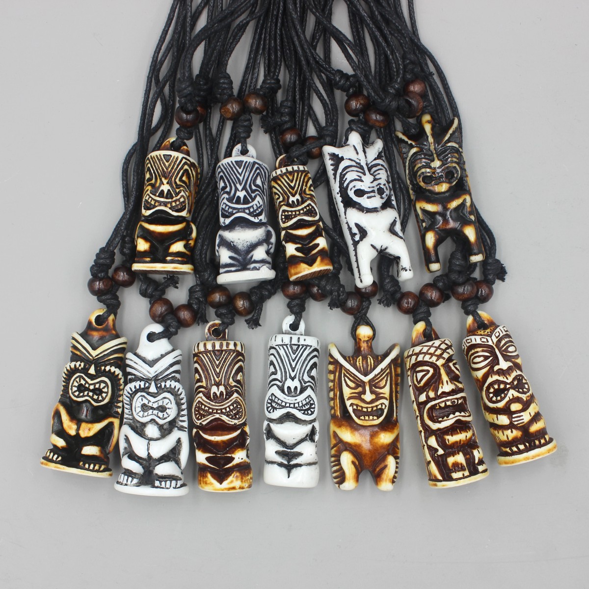 Women Fashion Nz - 12 Stück/Set Hawaiianische Tiki-Totem-Halsketten für Männer