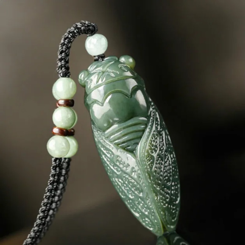 Women Fashion Jewellery - Natürliche Hetian Jade Zikade Anhänger Perlen