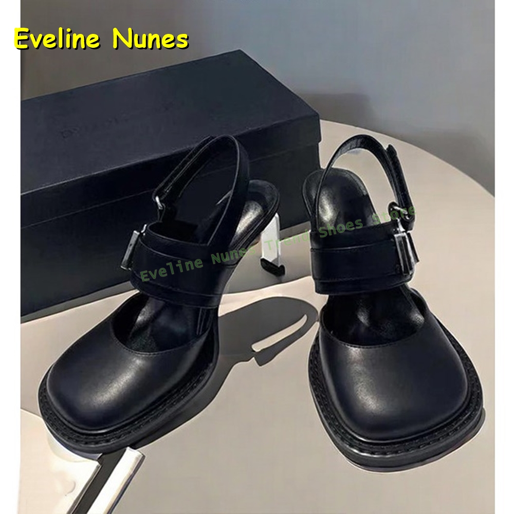 Women'S Fashion Boots - Damen Schwarze Slingback-Mules mit eckiger Zehenpartie
