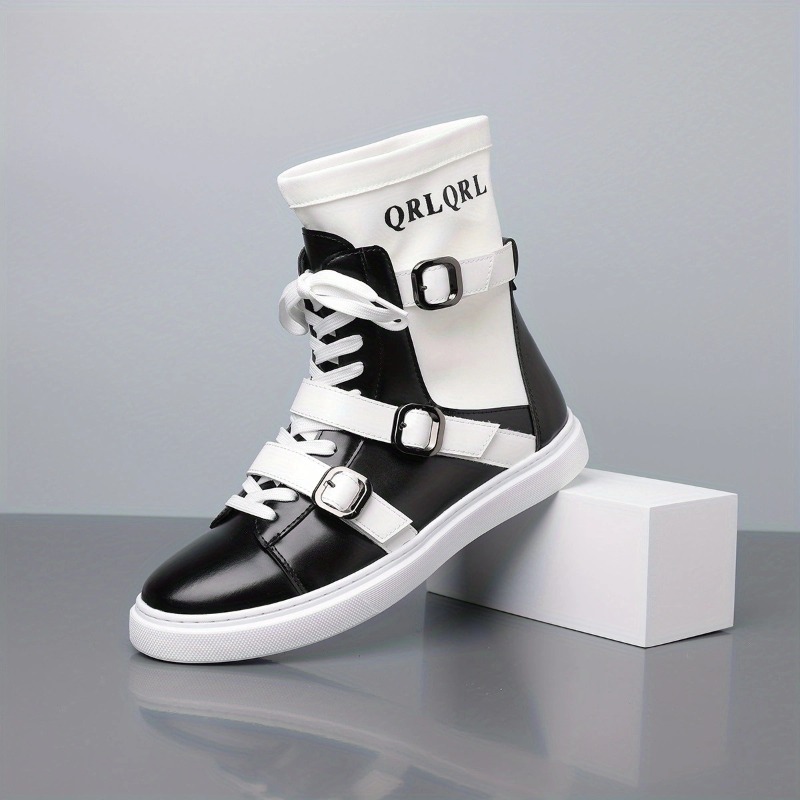 Women'S Fashion Business Casual - Herrenstiefel mit modischer Gürtelschnalle, Designer-High-Top-Stiefel, hochwertige
