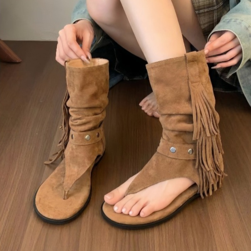Women'S Fashion Boots - Verzierte Clip-Toe Blockabsatz-Sandalen für Damen mit