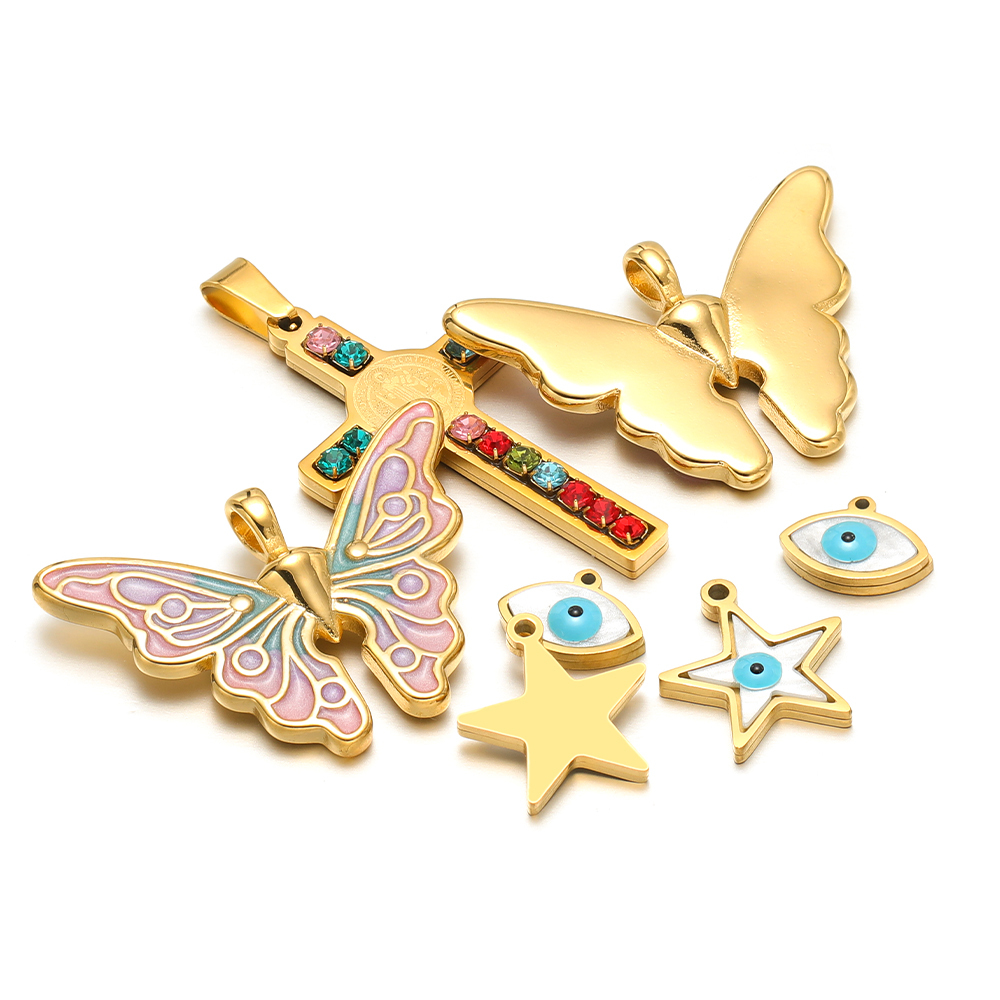 Women Fashion Jewellery - 5 teile/los Edelstahl Emaille Stern Schmetterling