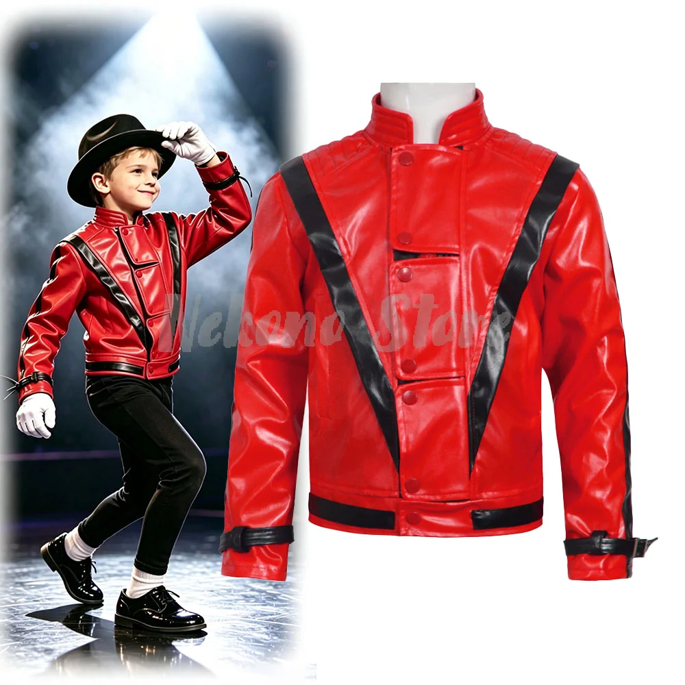 Women Fashion Jackets - Michael Jackson Thriller Gruselkostüm Rote Lederjacke