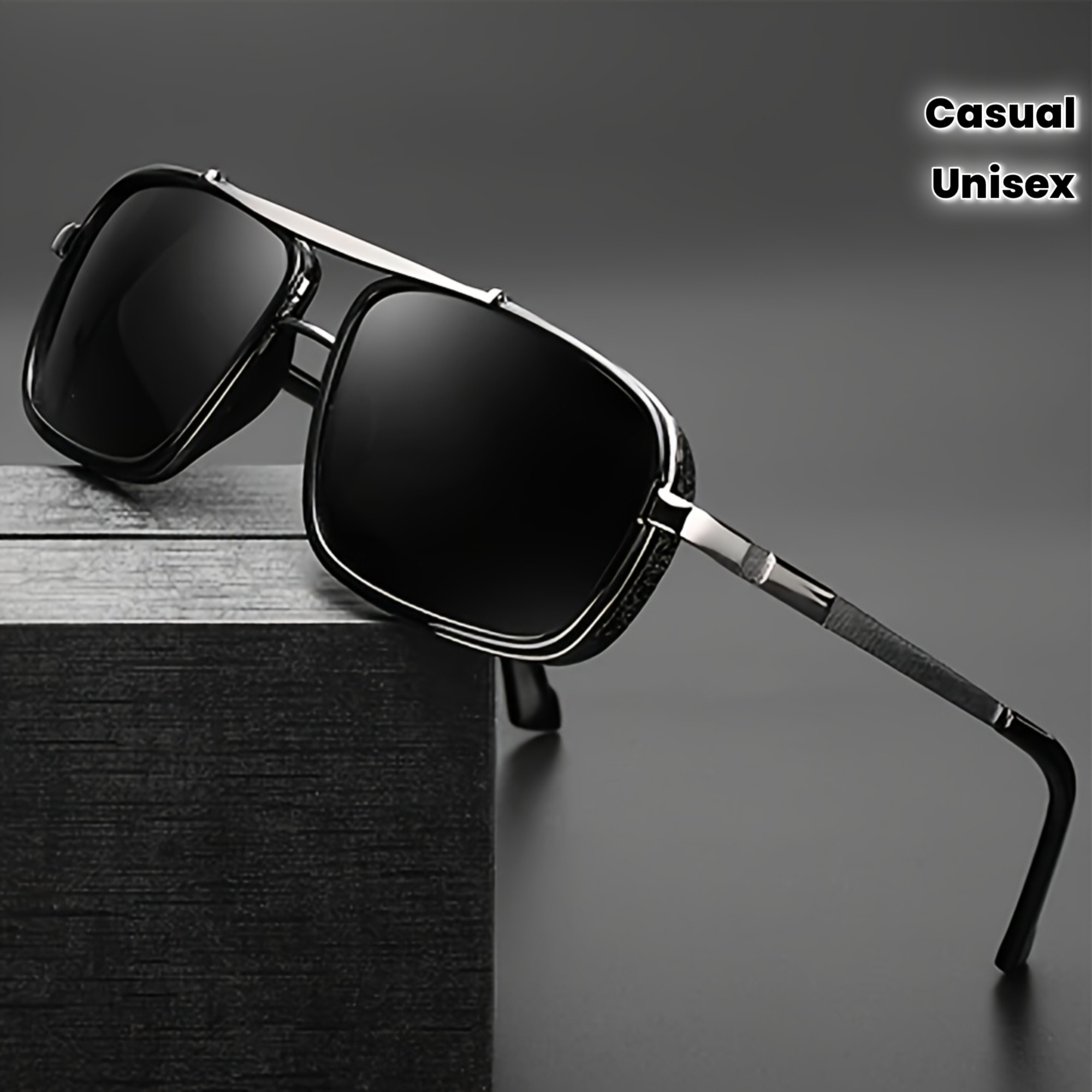 Women'S Fashion Business Casual - Metall-Doppelbalken-Box-Retro-Sonnenbrille für Männer und Frauen, Unisex,