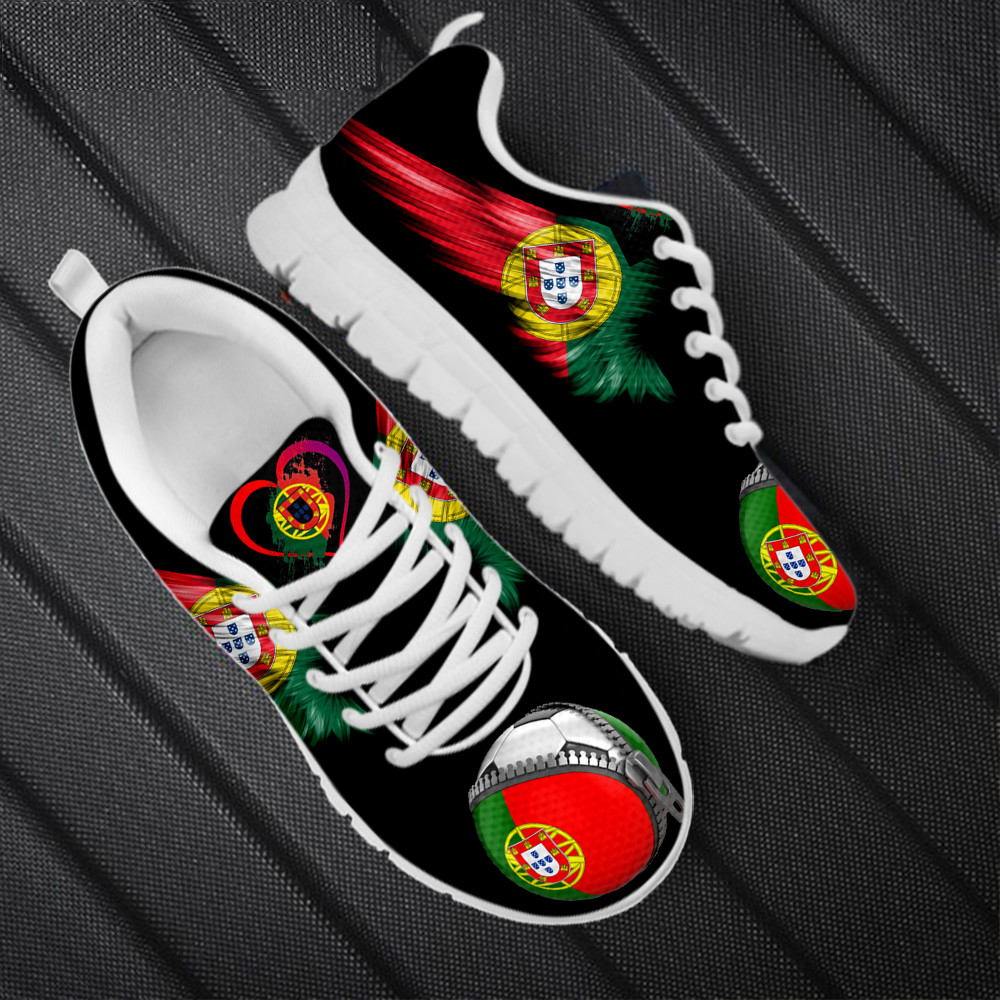 Women'S Fashion Portugal - Portugal Flagge Fußball Print Wohnungen Laufschuhe