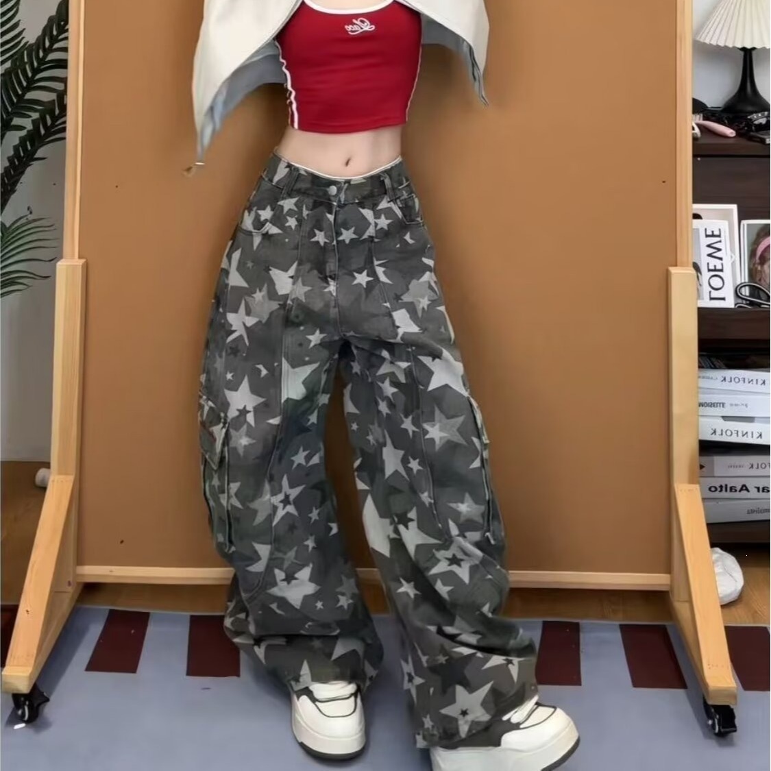 Women'S Fashion Utility Pants - Damen Camouflage Cargo-Hose mit Hoher Taille,