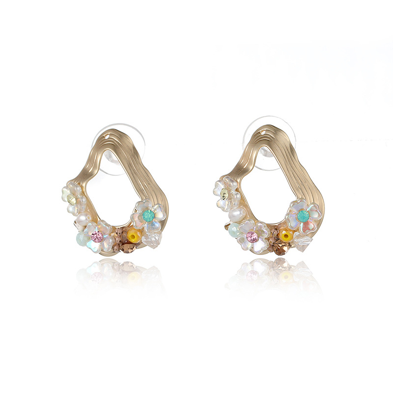 Women Fashion Nz - Ethnische Vintage Süßwasserperlen-Kristall-Ohrstecker Modeschmuck Muschelblumen-Ohrringe für