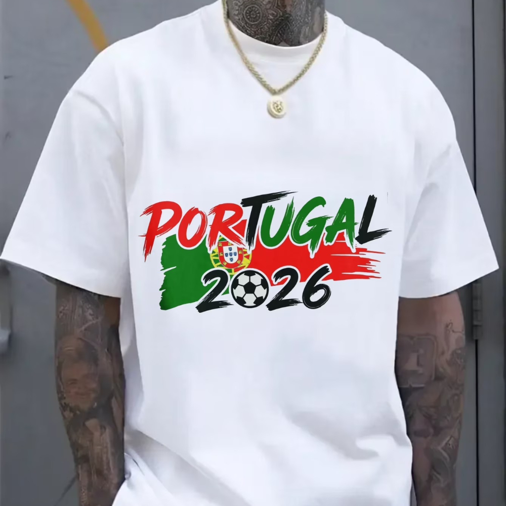 Women'S Fashion Portugal - Portugal 2026 Patriotisches Fußball-Fan-T-Shirt Pinselstrich-Flaggenfarben Fußball-Grafik-T-Shirt