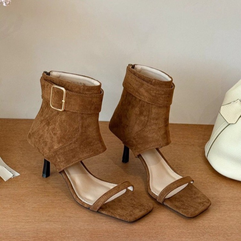 Women'S Fashion Boots - Retro Sommer Neue Quadratische Offene Zehenpartie
