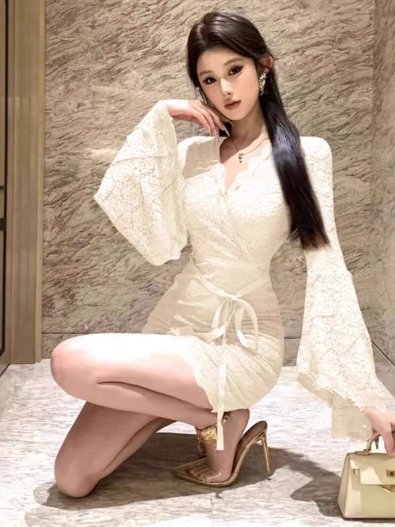Sexy Spitze Glocke Hülse Kleid – Women Fashion Dress Names Bewertung und Preis